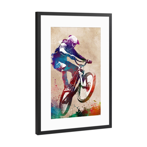 Poster mit Rahmen Schwarz (Metallic) "BMX Biker Sportart A" artboxONE - Sport,Sport / Sommerspiele - Bmx,Fahrrad,Biker,Biker,Sport,Radfahren,Sport