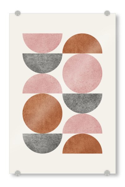 Acrylglasbild "Holzschnitt-Halbmond - Braunrosa" artboxONE - Abstrakt,Geometrie