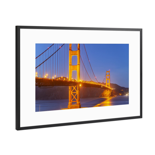Poster mit Rahmen Schwarz (Metallic) "Golden Gate Brücke bei Nacht" artboxONE - Städte,Reise,Architektur,Städte / San Francisco