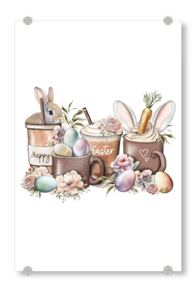 Acrylglasbild "Frohe Ostern | Kaffeetassen" artboxONE - Floral,Tiere,Essen & Trinken,Fashion,Festivals