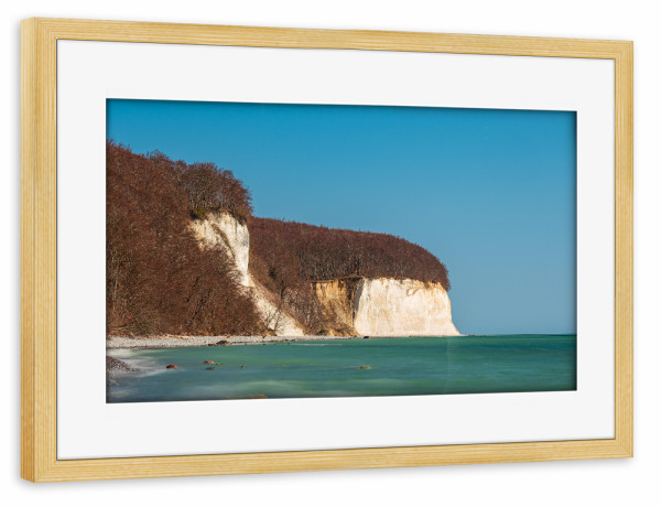 Poster mit Rahmen kiefer "Meer, wolkenlos, Kreidefelsen" artboxONE - Natur,Reise,Reise / Strand und Meer