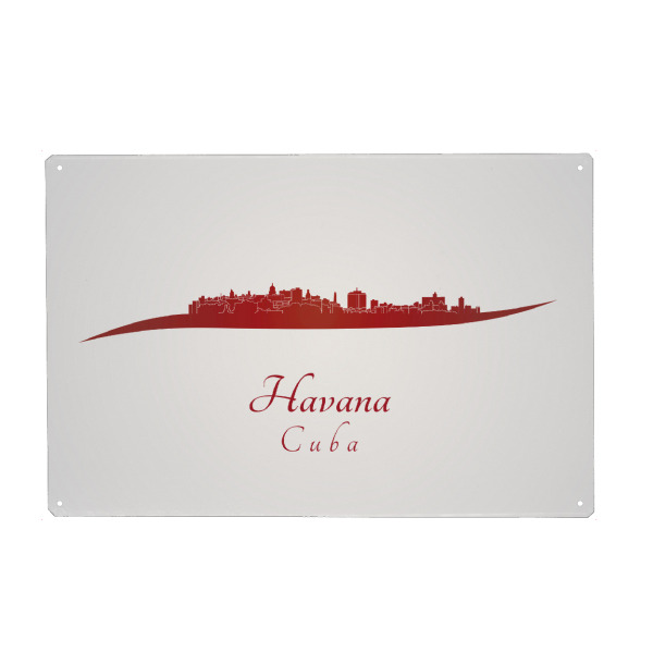 Metall Poster "Skyline von Havanna rot" artboxONE - Städte