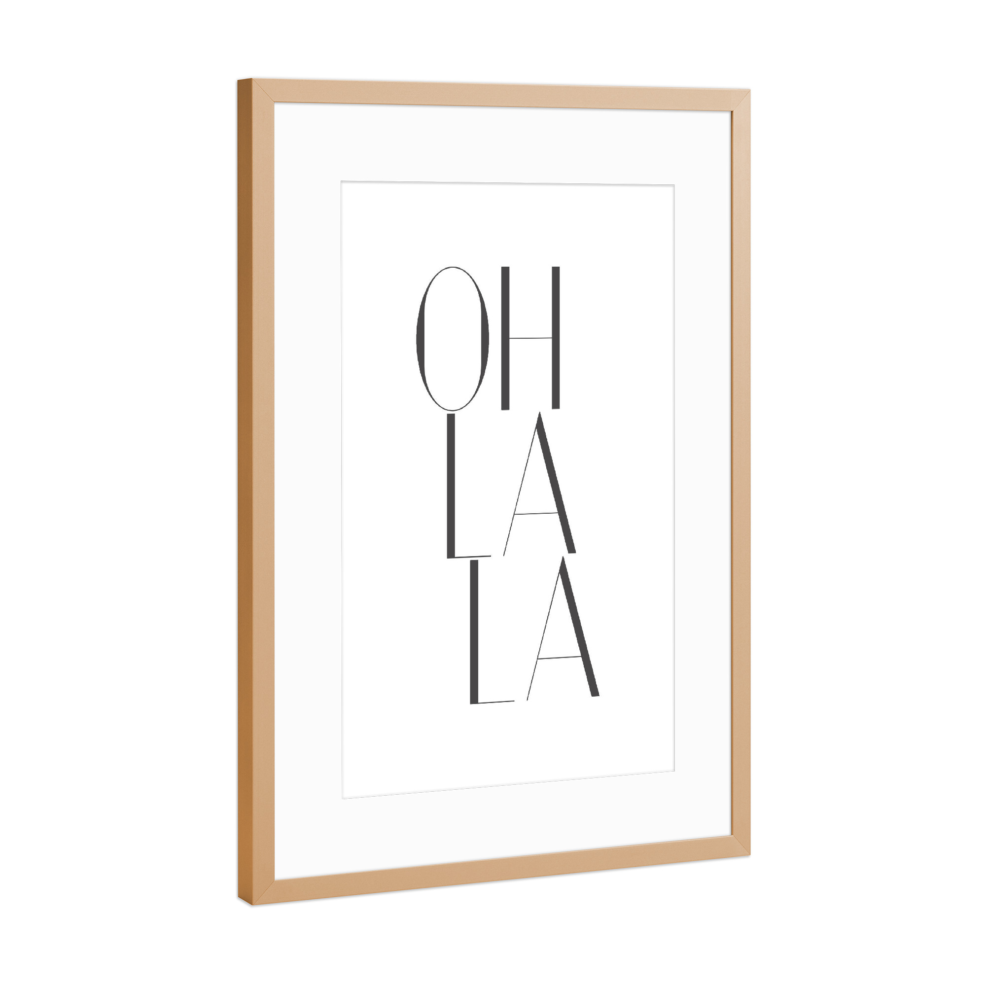 Poster mit Rahmen Kupfer "Ohlala schräg" artboxONE - Typografie,Abstrakt,Geometrie