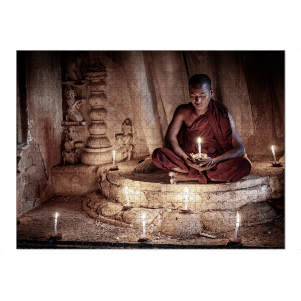 Puzzle Ravensburger "Mönch beim Gebet" artboxONE - Reise / Asien,Männer