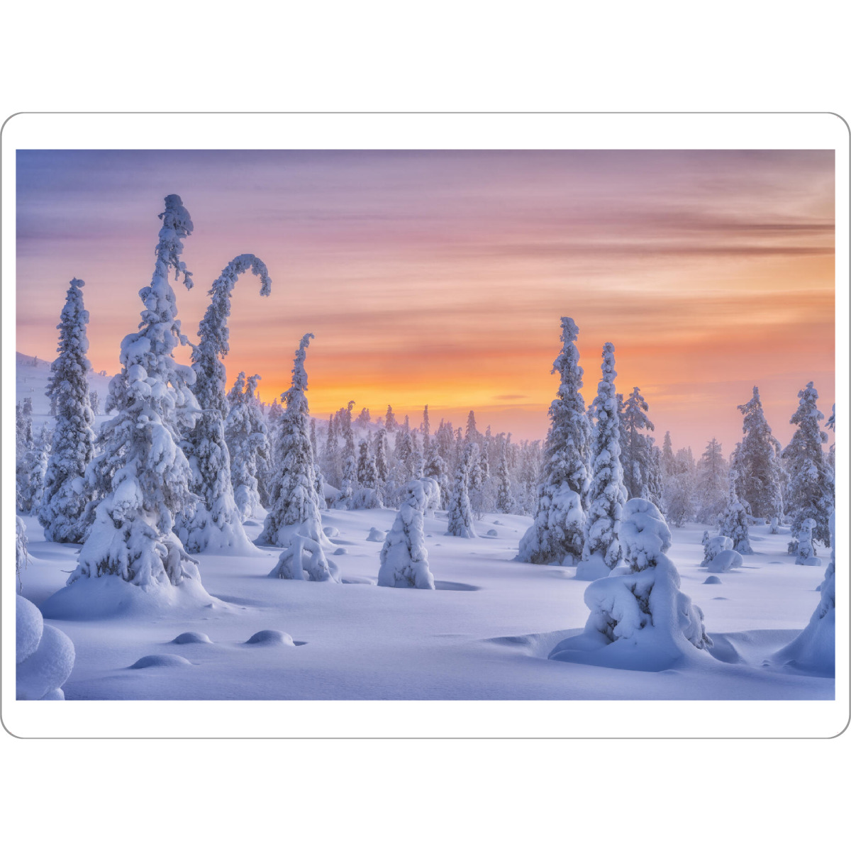 Tischset "Farben des Winters" artboxONE - Natur,Reise - Finnland,Lappland,Winter,Skandinavien,Schnee,Landschaft,Natur,Sonnenaufgang,Bäume,Kalt