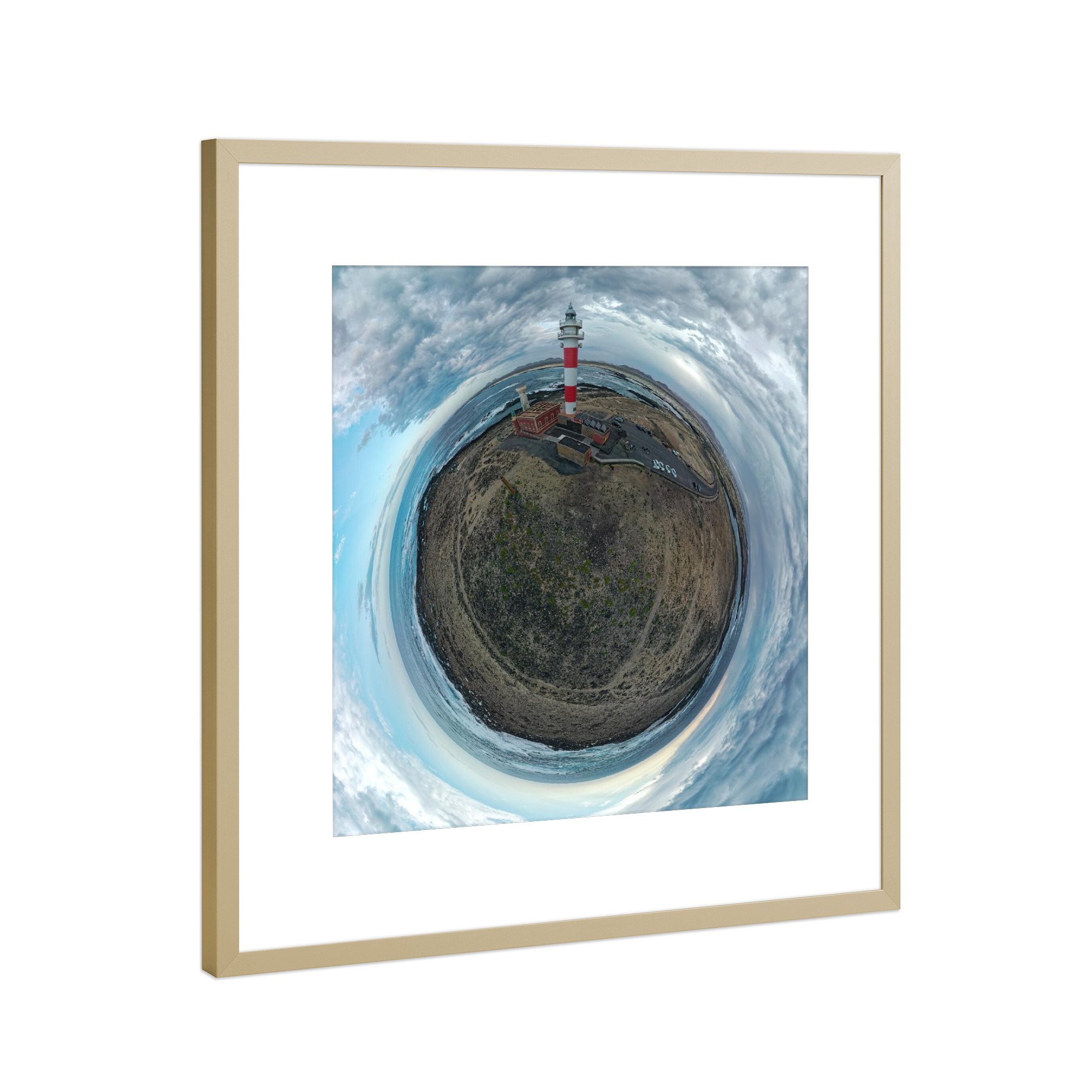 Poster mit Rahmen Gold "Fuerteventura - Faro del Toston" artboxONE - Natur,Reise,Architektur,Reise / Strand und Meer
