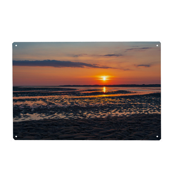 Metall Poster "Wolken, Sonne, Watt" artboxONE - Natur,Reise,Reise / Strand und Meer