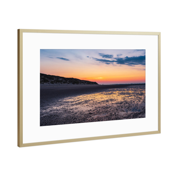 Poster mit Rahmen Gold "Sonnenaufgang, Wattenmeer" artboxONE - Natur,Reise,Reise / Strand und Meer