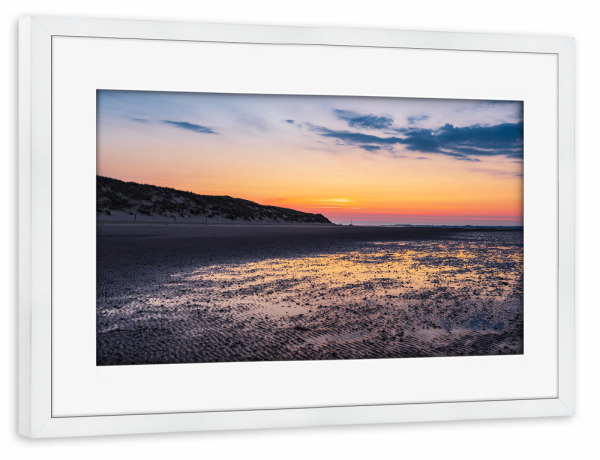 Poster mit Rahmen weiß "Sonnenaufgang, Wattenmeer" artboxONE - Natur,Reise,Reise / Strand und Meer