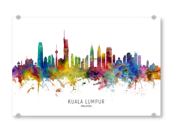 Acrylglasbild "Kuala Lumpur Malaysia Skyline txtb" artboxONE - Städte - Kuala lumpur,Malaysia,Skyline,Stadtbild,Stadtbild,Aquarell,Malerei