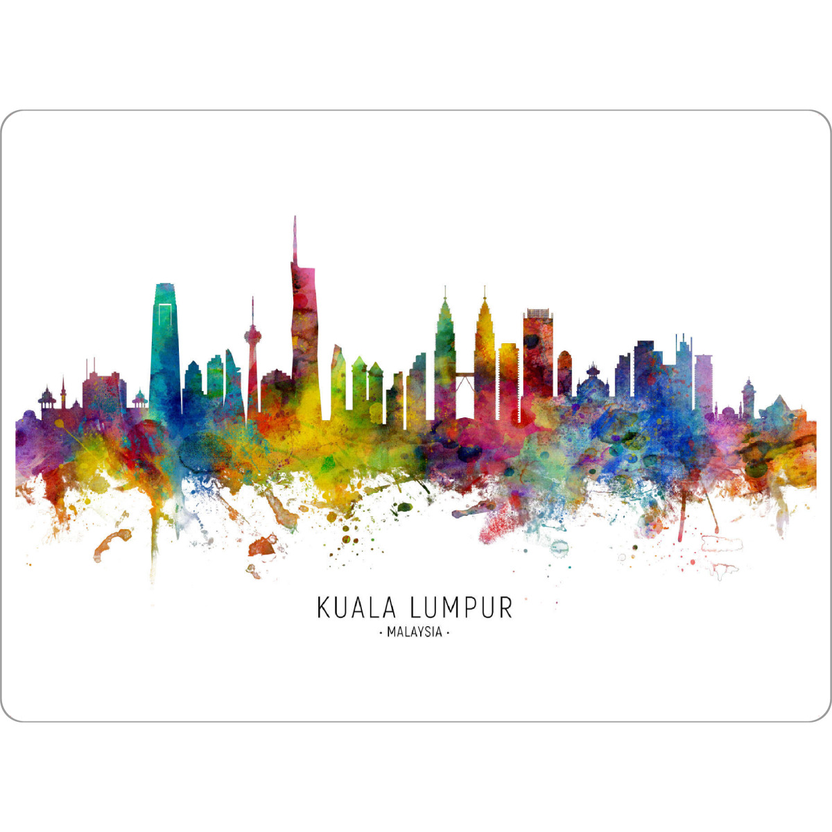 Tischset "Kuala Lumpur Malaysia Skyline txtb" artboxONE - Städte - Kuala lumpur,Malaysia,Skyline,Stadtbild,Stadtbild,Aquarell,Malerei