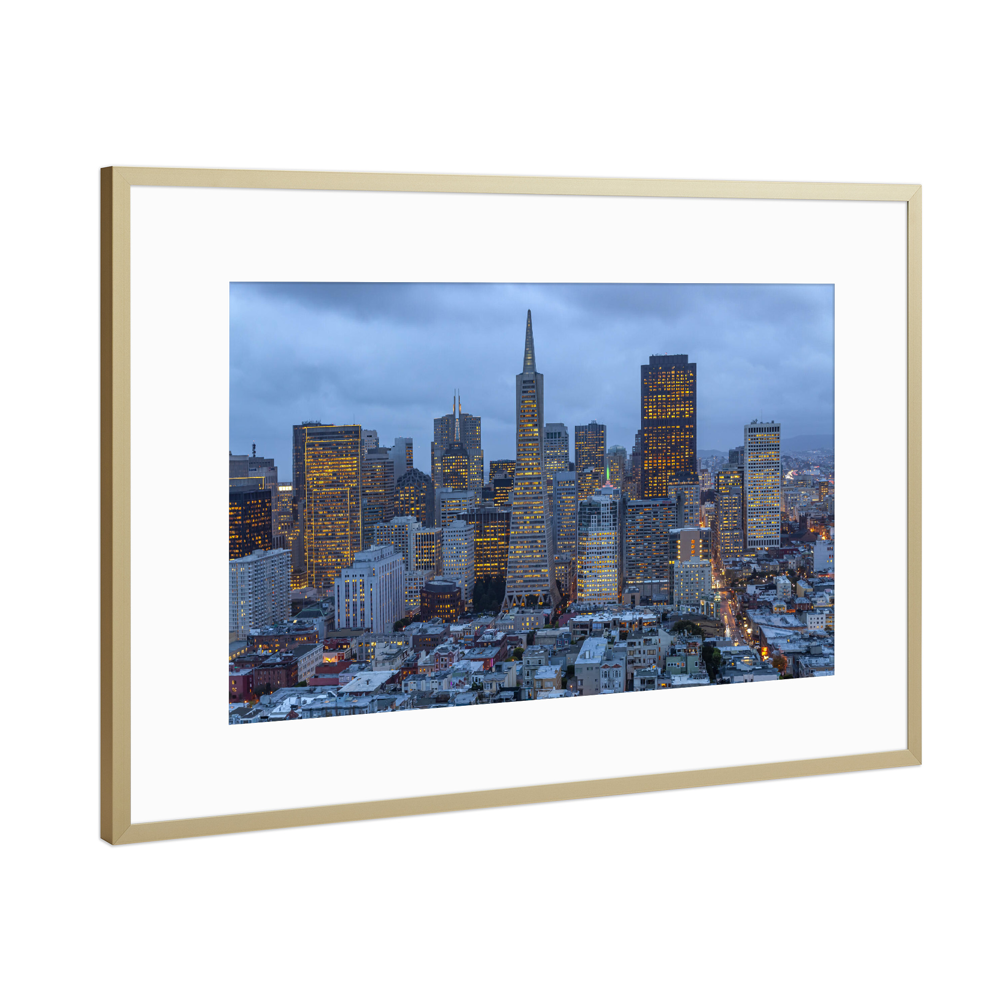 Poster mit Rahmen Gold "Skyline von San Francisco" artboxONE - Architektur,Städte / San Francisco