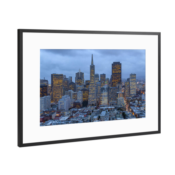 Poster mit Rahmen Schwarz (Metallic) "Skyline von San Francisco" artboxONE - Architektur,Städte / San Francisco