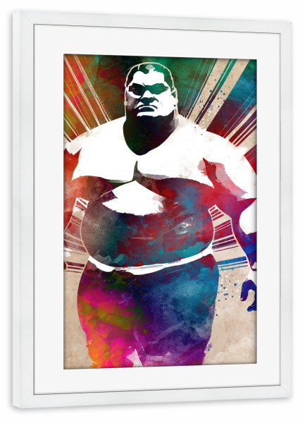 Poster mit Rahmen weiß "Ringsportkunst A" artboxONE - Menschen,Sport - Ringen,Sumo-ringen,Ringer,Sport,Sport,Kampf,Kampf