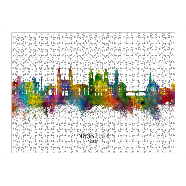 Puzzle Ravensburger "Innsbruck Österreich Skyline txt" artboxONE - Städte - Innsbruck,österreich,Skyline,Stadtbild,Stadtbild,Aquarell,Malerei
