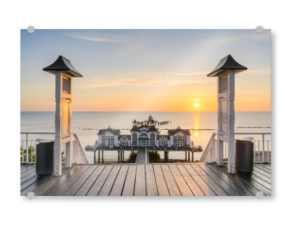 Acrylglasbild "Seebrücke Sellin Sonnenaufgang" artboxONE - Reise,Reise / Strand und Meer,Reise / Länder