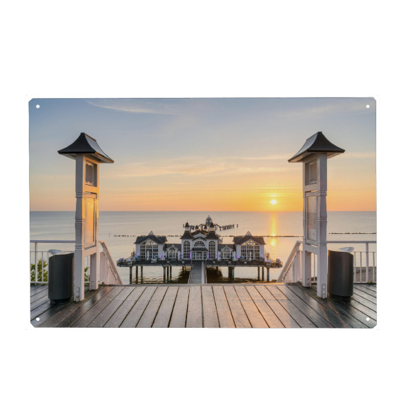 Holzbild "Seebrücke Sellin Sonnenaufgang" artboxONE - Reise,Reise / Strand und Meer,Reise / Länder