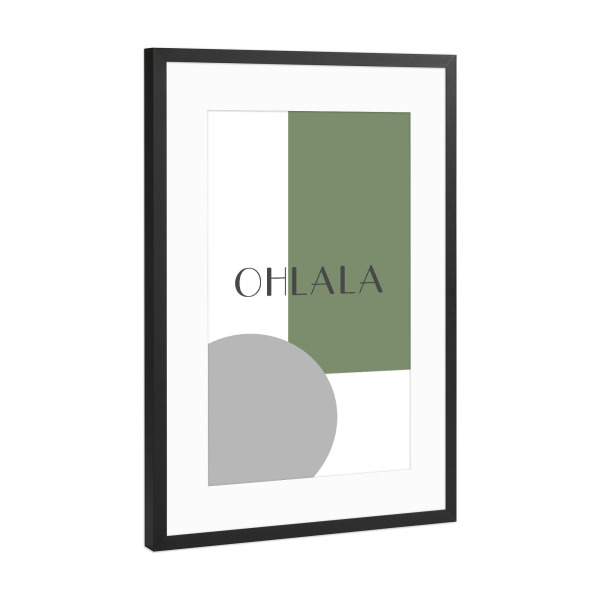 Poster mit Rahmen Schwarz (Metallic) "Ohlala grau grün" artboxONE - Typografie,Geometrie