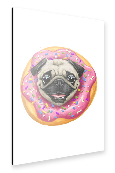 Alu-Dibond "Mops in einem Donut" 30x20 cm artboxONE