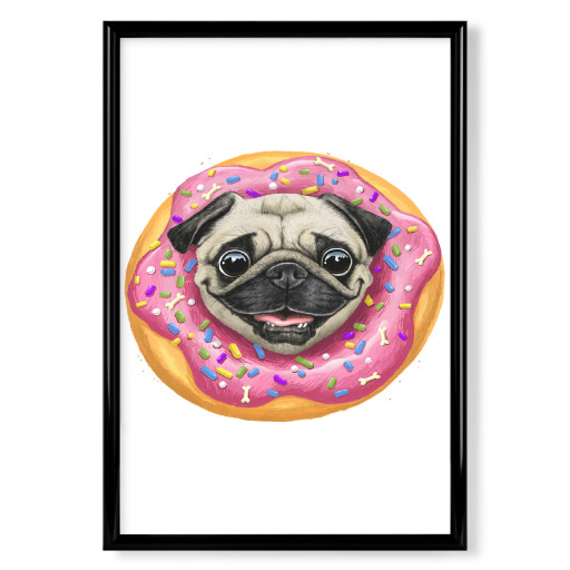 Mops in einem Donut