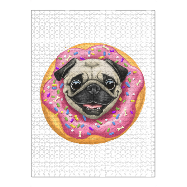Puzzle Ravensburger "Mops in einem Donut" artboxONE - Tiere,Essen & Trinken,Lustig