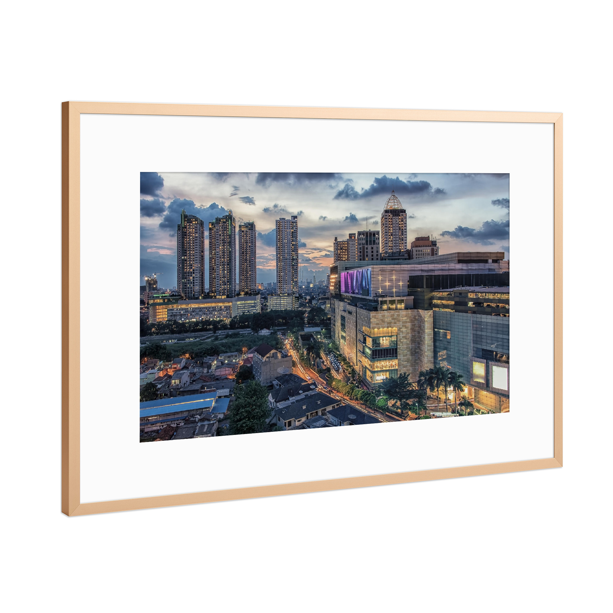 Poster mit Rahmen Kupfer "Jakarta-Stadt" artboxONE - Städte,Reise,Architektur,Reise / Asien,Reise / Länder