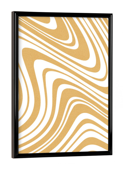 Poster mit schwarzem Rahmen "Retro Strudel - Gelb" artboxONE - Abstrakt - Gelb,Gold,Strudel,Groovig,Vintage,Retro,Muster,Abstrakt