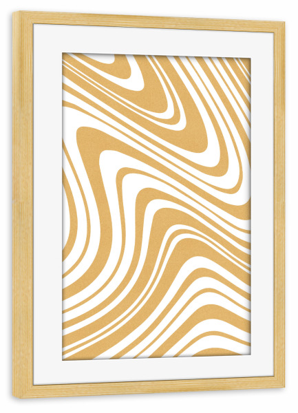 Poster mit Rahmen kiefer "Retro Strudel - Gelb" artboxONE - Abstrakt - Gelb,Gold,Strudel,Groovig,Vintage,Retro,Muster,Abstrakt