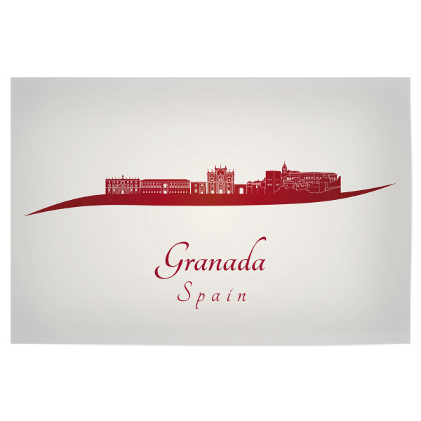Poster "Granada-Skyline in Rot" artboxONE - Städte