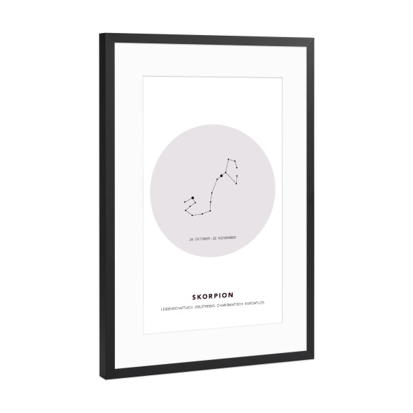Poster mit Rahmen Schwarz (Metallic) "Das Sternbild des Skorpions" artboxONE - Galaxy