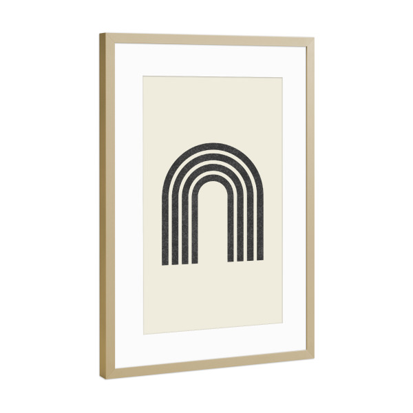 Poster mit Rahmen Gold "Bogen schwarz und weiß" artboxONE - Abstrakt,Geometrie