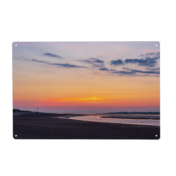 Holzbild "Priel und Sonnenaufgang" artboxONE - Natur,Reise,Reise / Strand und Meer