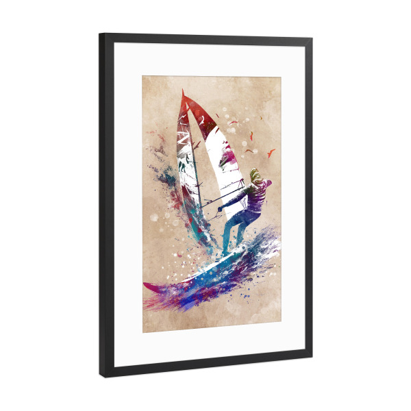 Poster mit Rahmen Schwarz (Metallic) "Surfersportart A" artboxONE - Sport,Sport / Sommerspiele - Sport,Sport,Sommer,Wasser,Surfen,Surfen,Surfer