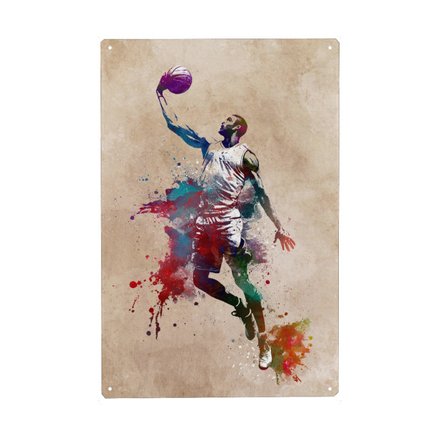 Metall Poster "Basketballspieler Sportkunst A" artboxONE - Sport - Basketball,Korb,Ball,Sport,Spieler,Sport - Blechschild