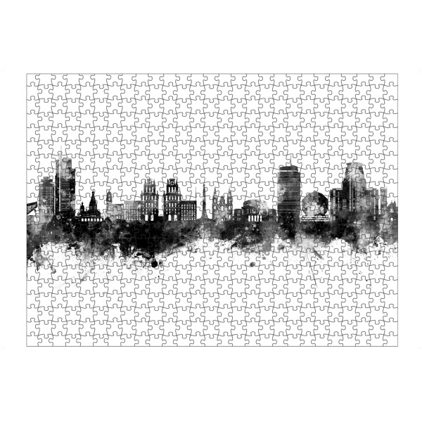 artboxONE Puzzle "Minsk - Skyline Schwarz" artboxONE - Städte,Schwarzweiß - Minsk,Weißrussland,Skyline,Stadtbild,Stadtbild,Aquarell,Malerei