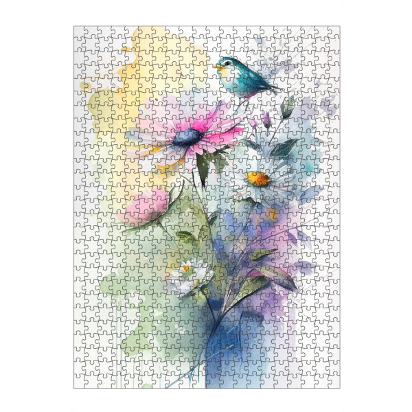 artboxONE Puzzle "Netter Vogel mit Gänseblümchen" artboxONE - Natur,Floral,Tiere