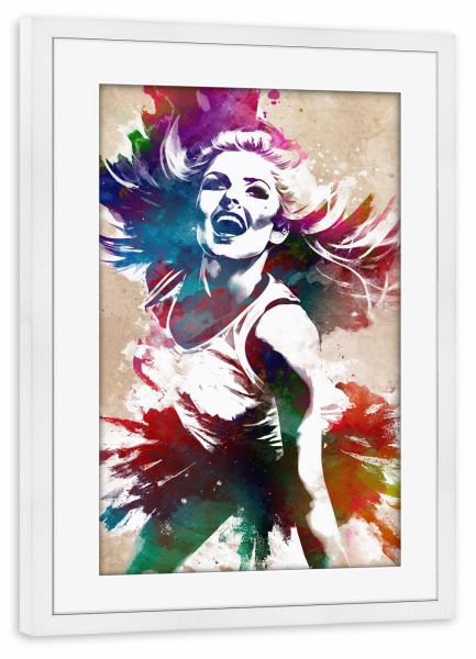 Poster mit Rahmen weiß "Cheerleader-Sportart B" artboxONE - Sport,Sport / Motivation - Cheerleader,Sport,Sport,Tanz,Tänzer
