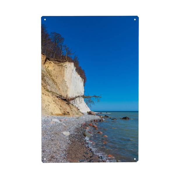 Metall Poster "Kreidefelsen, wolkenlos, Meer" artboxONE - Natur,Reise,Reise / Strand und Meer