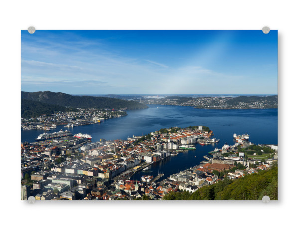 Acrylglasbild "Panoramablick auf Bergen" artboxONE - Städte,Natur,Reise,Reise / Länder