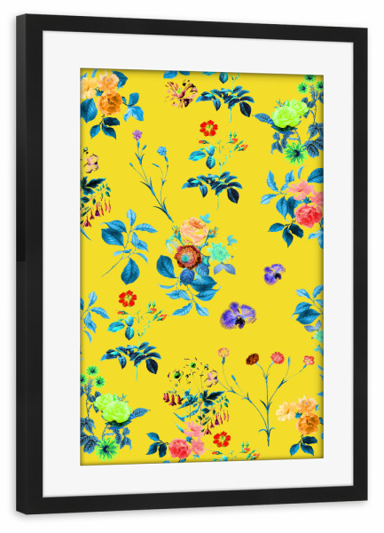 Poster mit Rahmen schwarz "Blumendusche-II" artboxONE - Floral