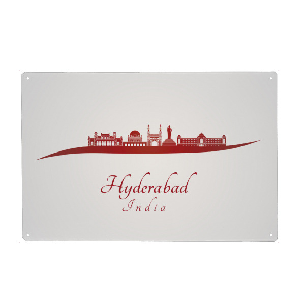 Holzbild "Hyderabad-Skyline im Rot" artboxONE - Städte