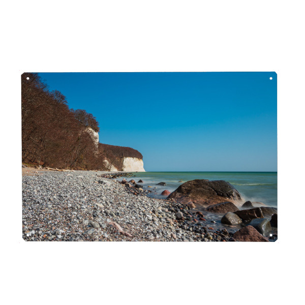 Metall Poster "Meer, Kreidefelsen, Steine" artboxONE - Natur,Reise,Reise / Strand und Meer