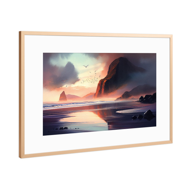 Poster mit Rahmen Kupfer "Rote Ozeansonnenuntergangmalerei" artboxONE - Natur,Reise / Strand und Meer
