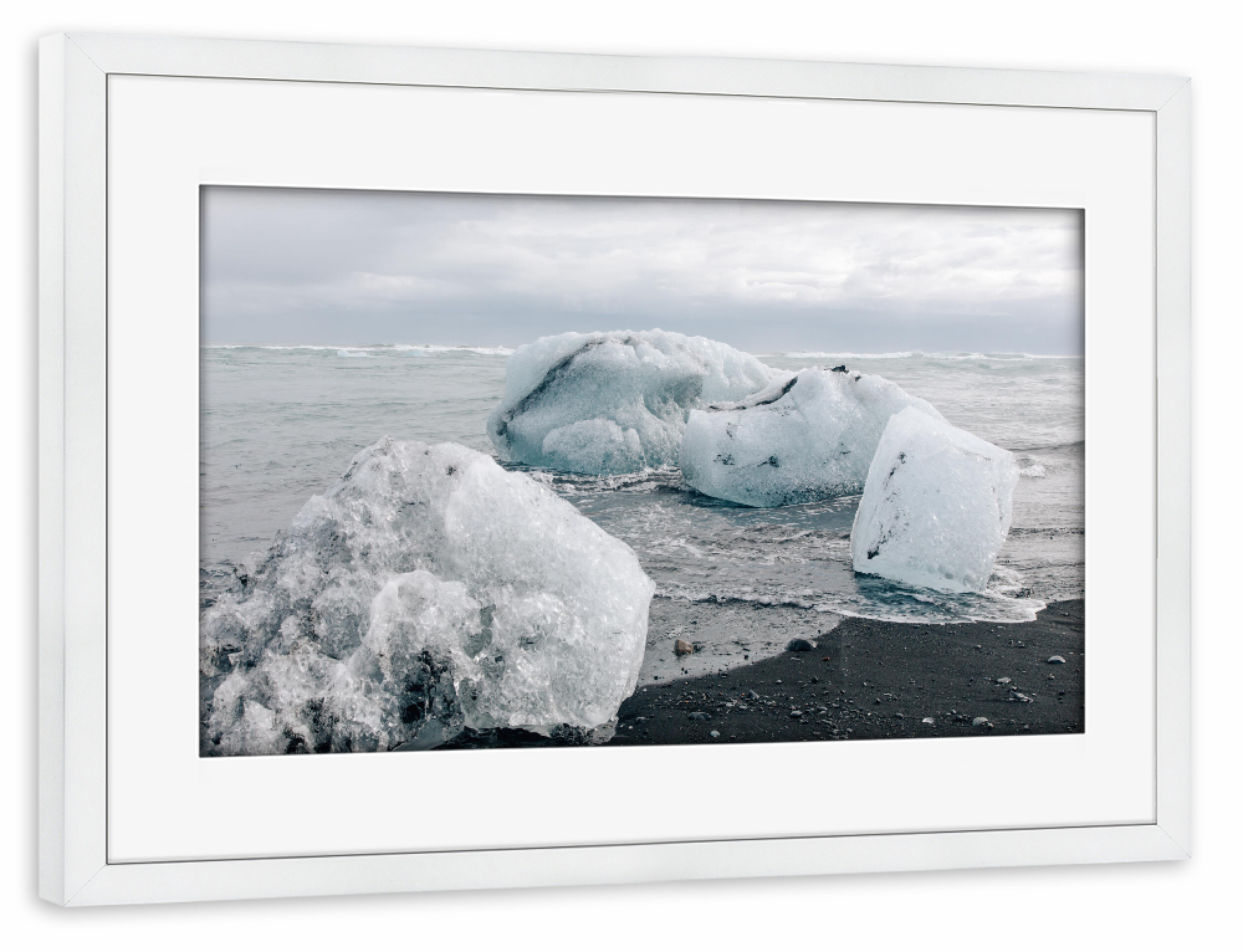 Poster mit Rahmen weiß "Eis am Strand mal anders" artboxONE - Natur,Reise,Reise / Strand und Meer