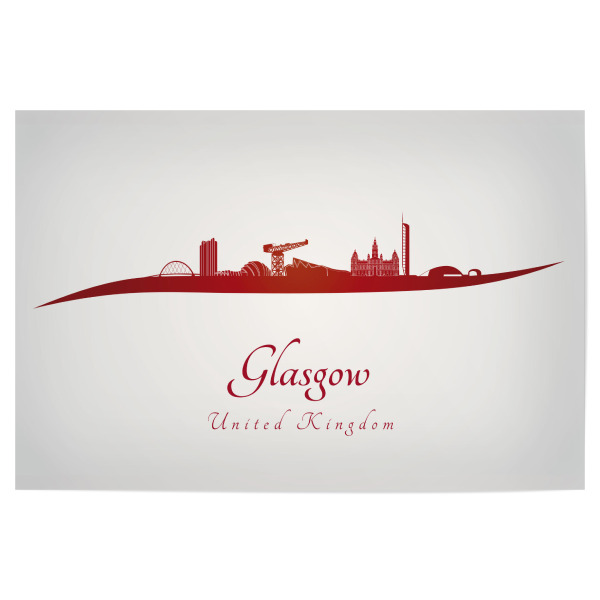 Poster "Glasgow-Skyline in Rot" artboxONE - Städte