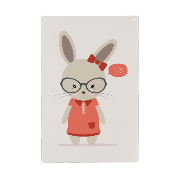 Holzbild "Nerd Hase Girl / Rabbit" artboxONE - Für Kinder,Tiere,Comic