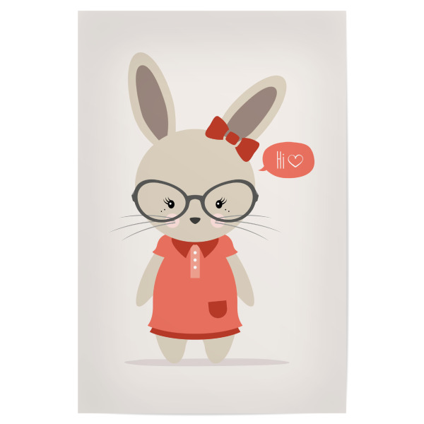 Poster 30x20 cm "Nerd Hase Girl / Rabbit" artboxONE - Für Kinder,Tiere,Comic