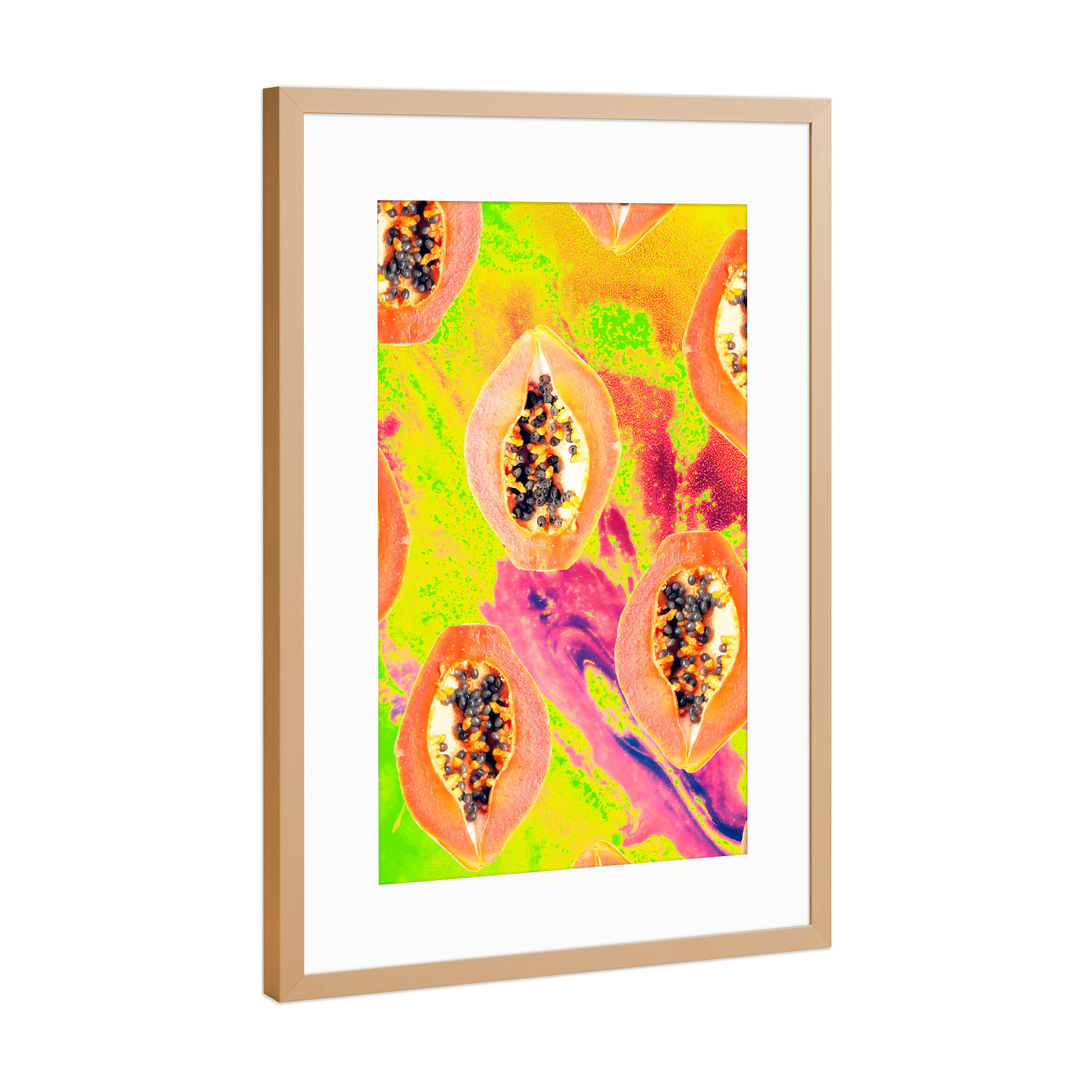 Poster mit Rahmen Kupfer "Papaya" artboxONE - Essen & Trinken
