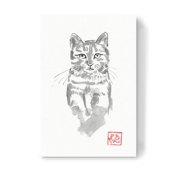 Leinwandbild "Cat in the tree watch" artboxONE - Tiere,Schwarzweiß - Cat,Nope,Sumie,Japan