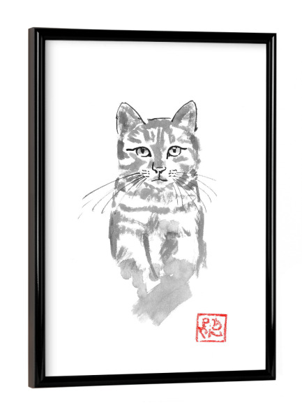 Poster mit schwarzem Rahmen "Cat in the tree watch" artboxONE - Tiere,Schwarzweiß - Cat,Nope,Sumie,Japan